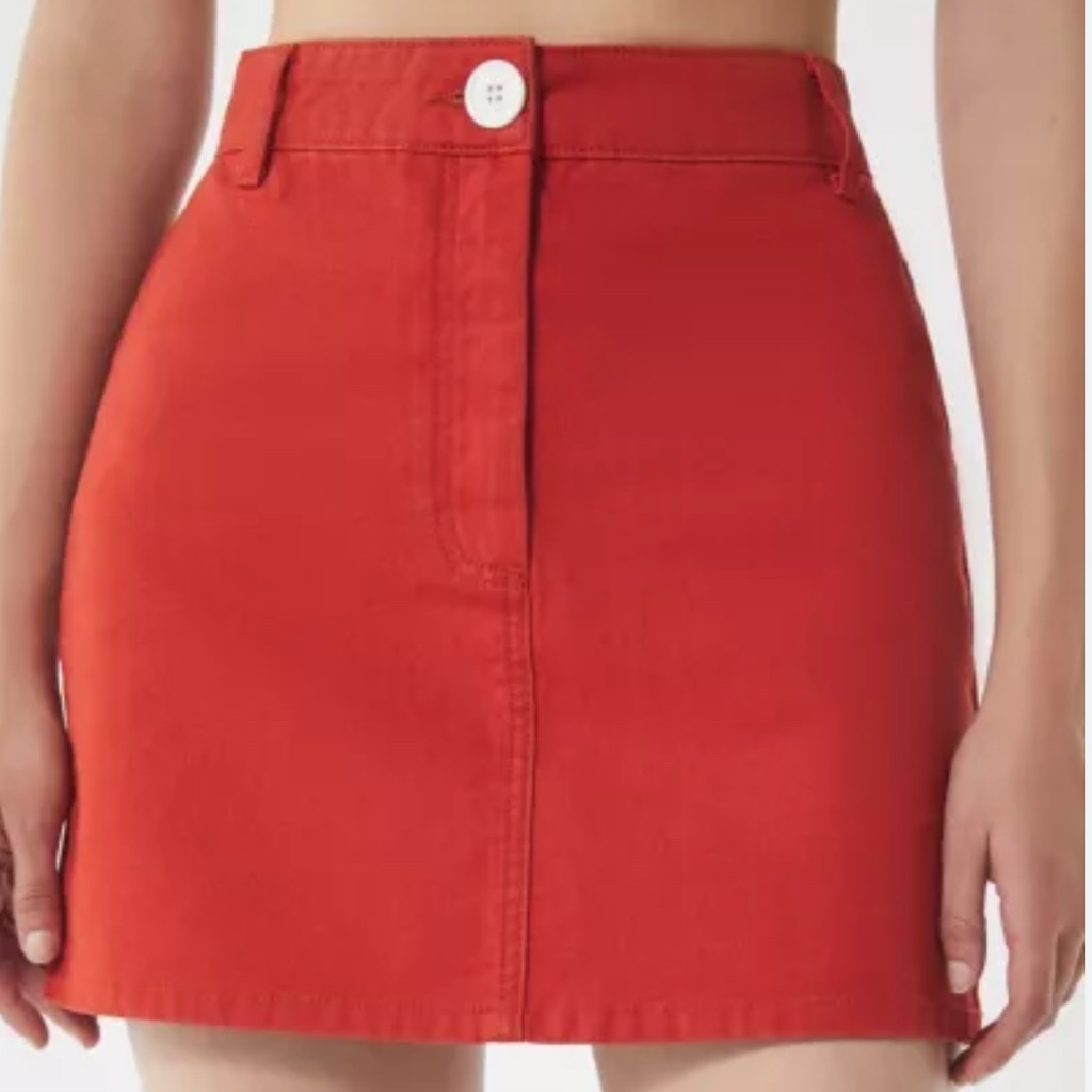 Uo Bdg Red Mini Skirt